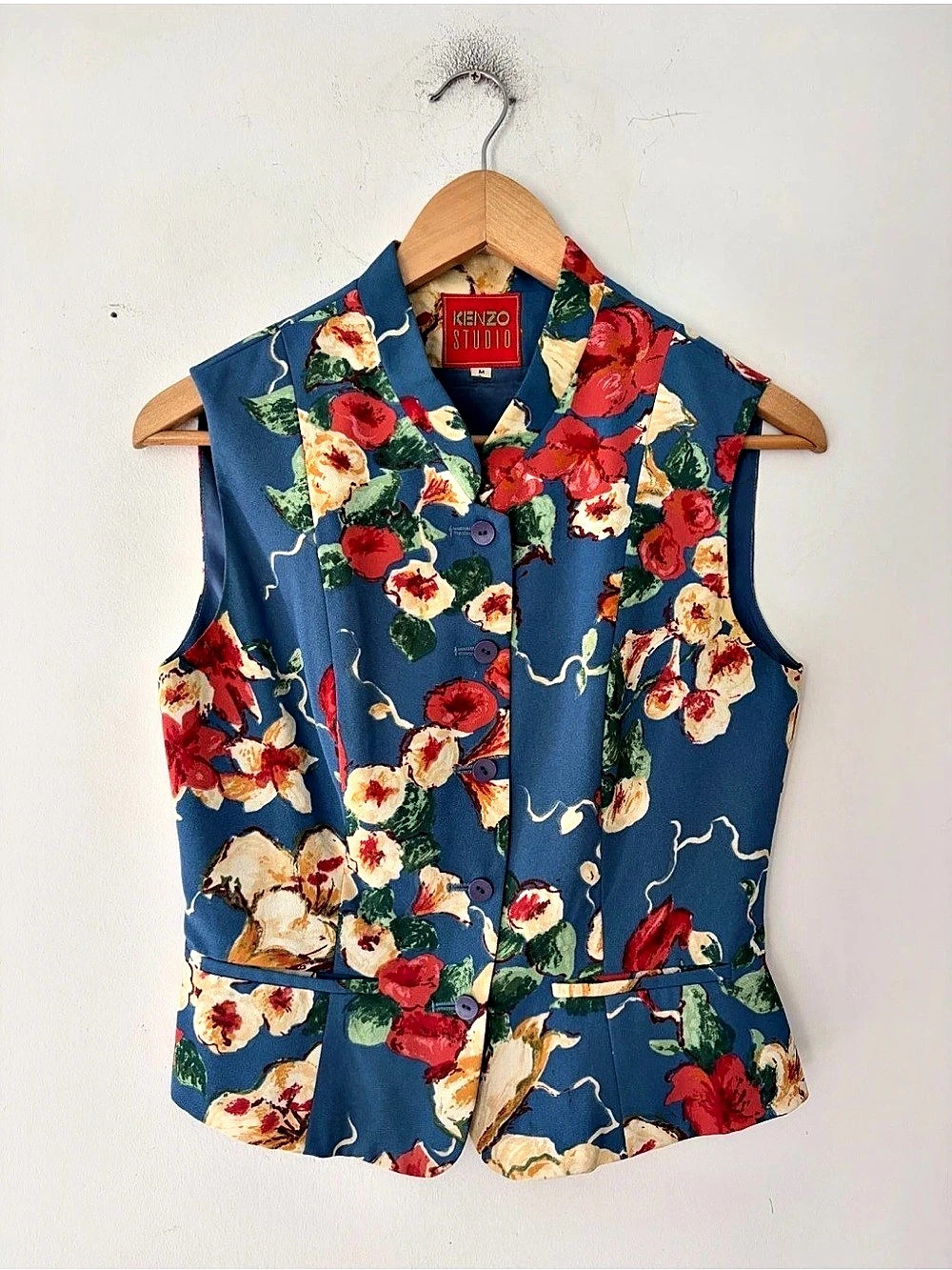 Vintage 80s Kenzo Studio Women's Floral Vest Size M
